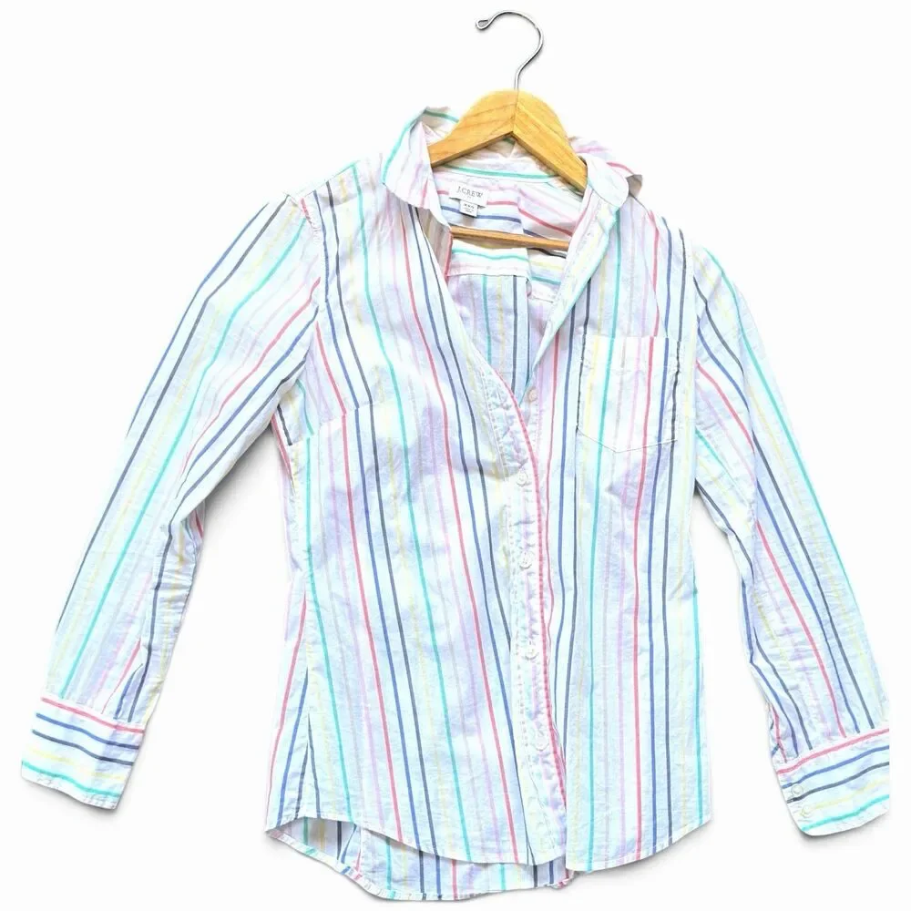 J.CREW Pastel Striped Plaid Long Sleeve Button Up XXS